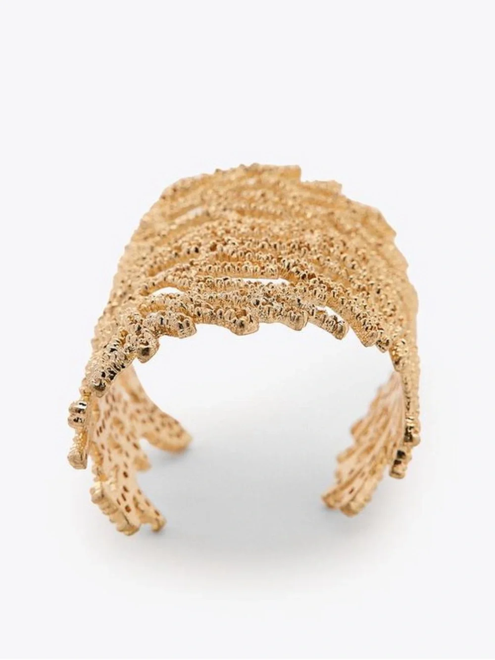 NWT. Zara Golden Coral Textured Design Rigid Bracelet.